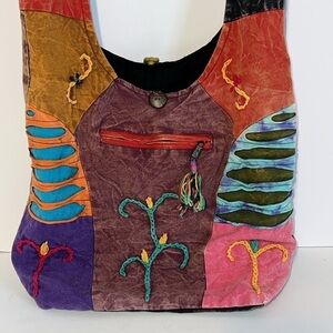 India Boutique Womens Boho Cotton Hobo Hippie Crossbody Purse